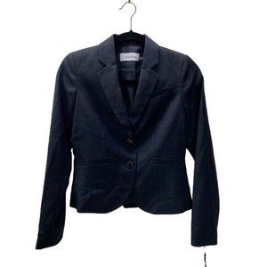 Calvin Klein Jacket Blazer Womens 2 Petite Black Two Button Pockets NWT